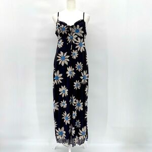 American Eagle Women’s Maxi Slip Dress‎ Size M Flower Print Lettuce Hem Y2K